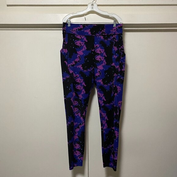 Pop Fit black, violet & blue leggings, size 2XL - Picture 1 of 8